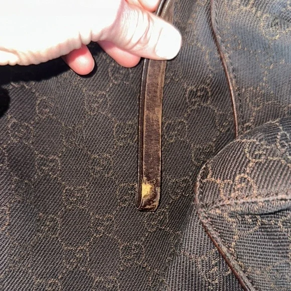 Gucci GG Vintage Canvas Zippered Hobo Bag Black Brown - Picture 8 of 10